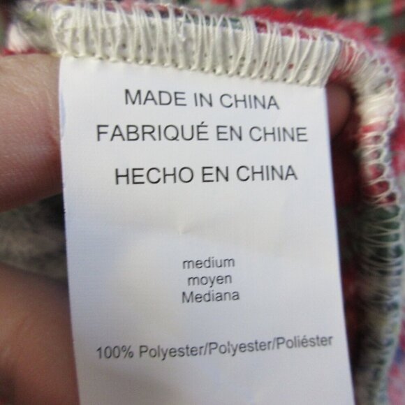 Pottery Barn Women's Plaid Robe Medium Red Multicolor Belted Long Sleeve 692 - Picture 4 of 10